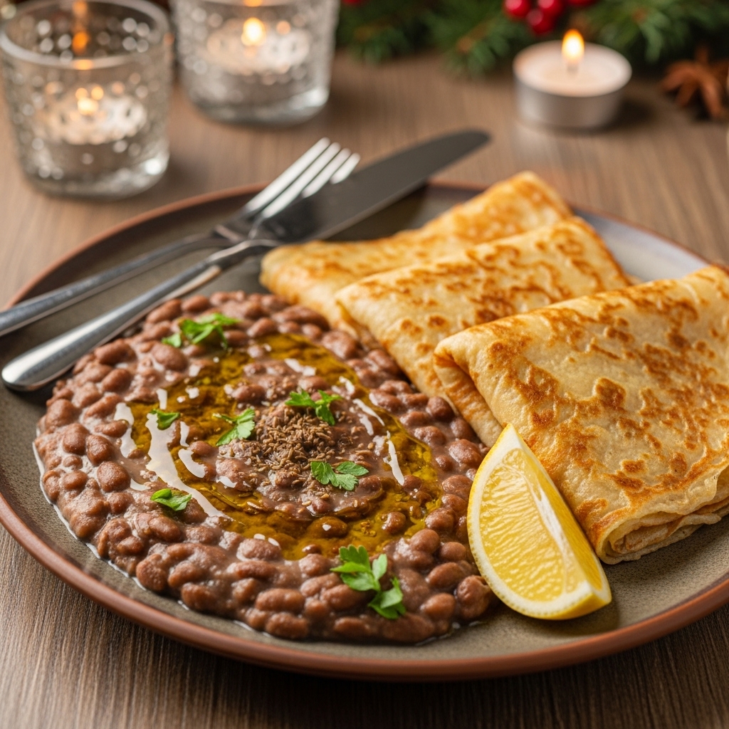 Sensational Vegan Egyptian Breakfast: Mouthwatering Ful Medames & Delicious Egyptian Crepes