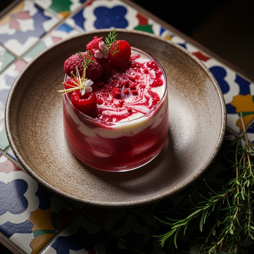 Silken Aurora of Raspberries: A Nordic Vegan Dessert Cocktail
