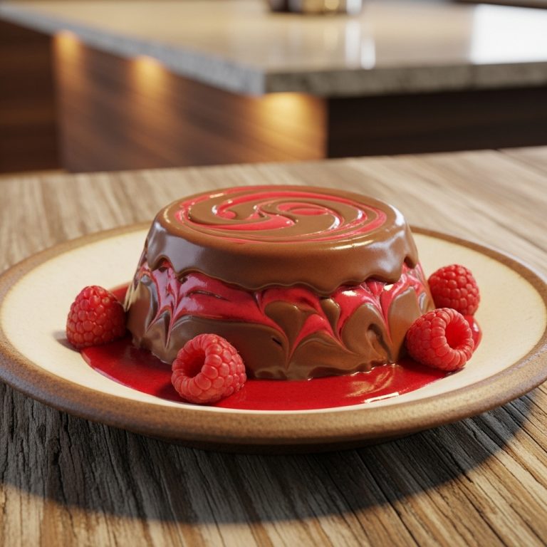 Silken Chocolate Mousse with Raspberry Swirl