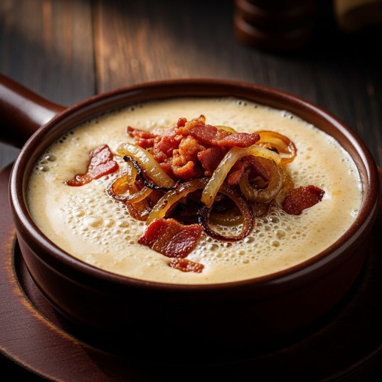 Sizzling BBQ Bacon Fondue with Caramelized Onions