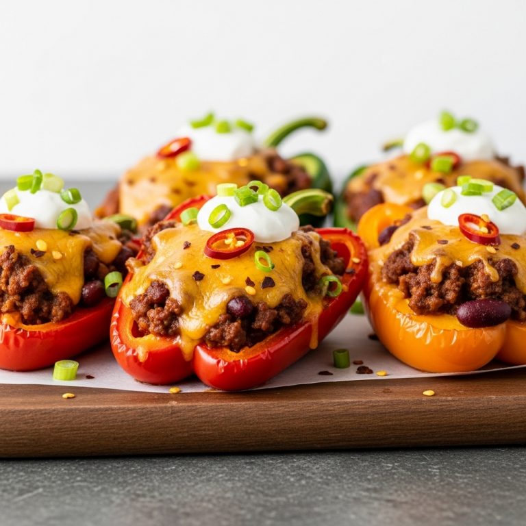 Sizzling Game Day Chili Cheeseburger Stuffed Peppers