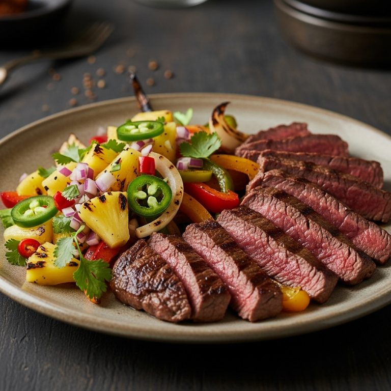Sizzling Skirt Steak Fajitas with Grilled Pineapple Salsa