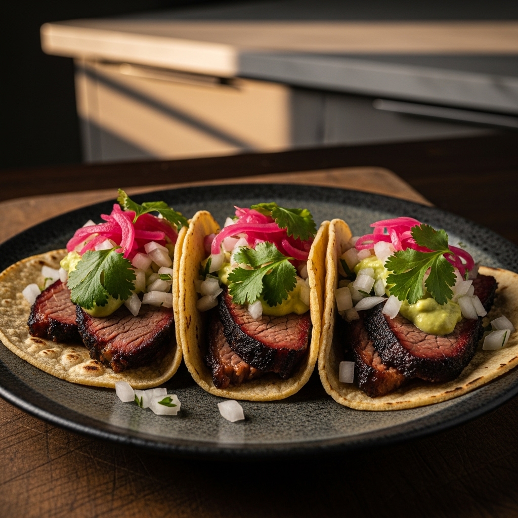 Sizzling Smoked Brisket Street Tacos