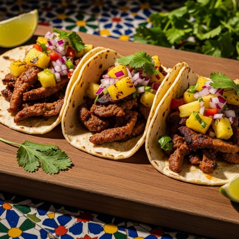 Sizzling Smoky Street Tacos with Charred Pineapple Salsa