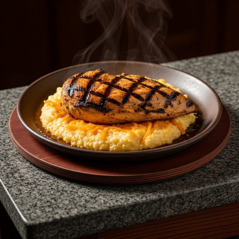 Sizzling Southern Grill Dinner: Charred Chicken and Smoky Cheddar Grits