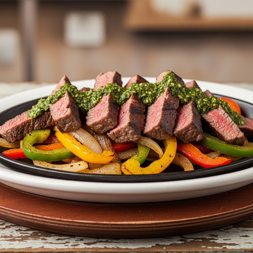 Sizzling Steak Fajitas with Chimichurri