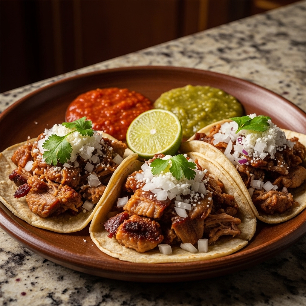 Sizzling Street Food Carnitas Tacos: A Fiesta of Flavors