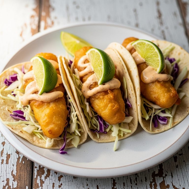 Sizzling Street-Food Classic Lunch: Crispy Beer-Battered Fish Tacos