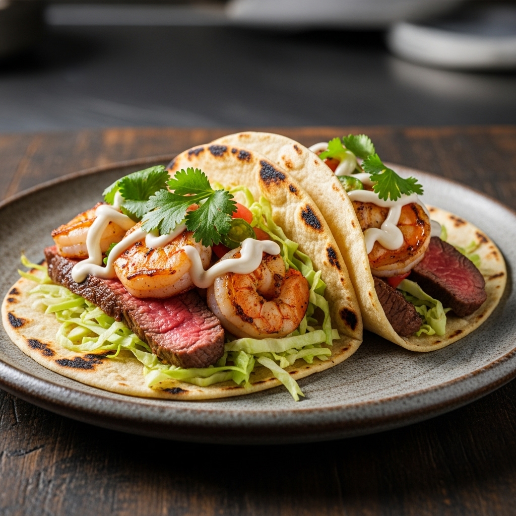 Sizzling Street Food Surf & Turf Tacos