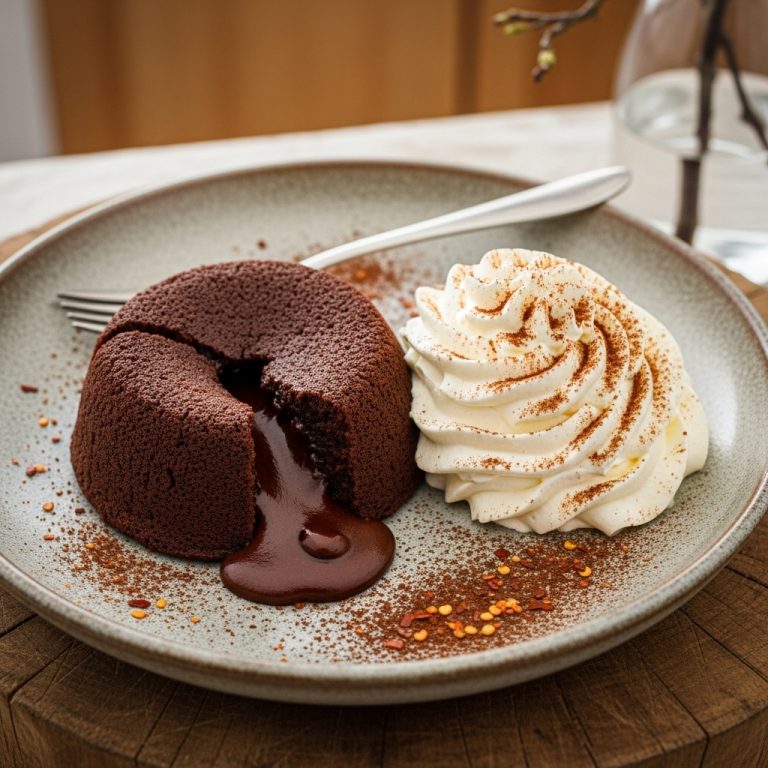 Sizzling Tex-Mex Chocolate Lava Cake with Cinnamon Whipped Cream