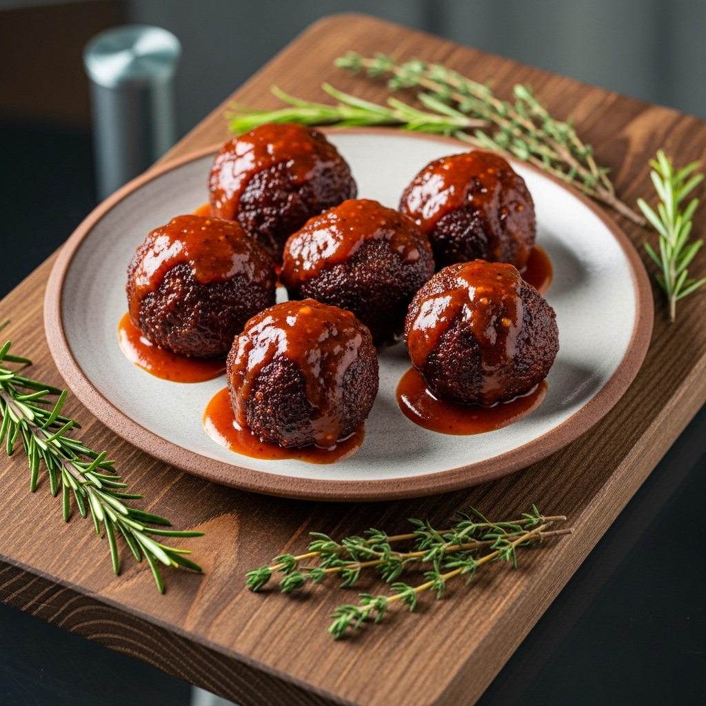 Smokehouse Brisket Bombs with Spicy Peach BBQ Sauce