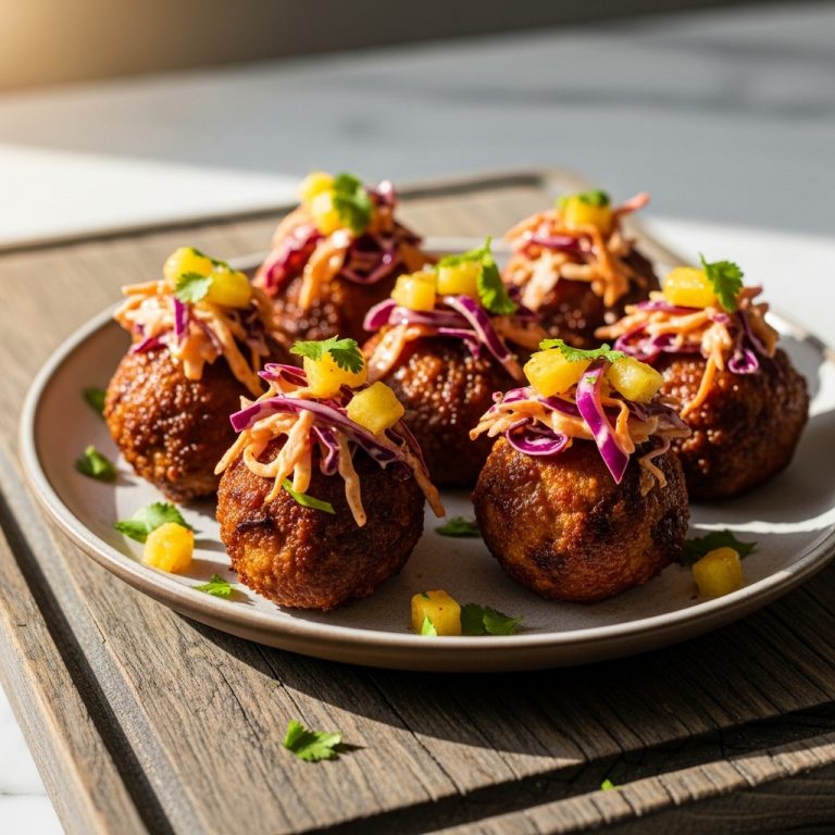 Smokehouse Brisket Bombs with Spicy Pineapple Slaw