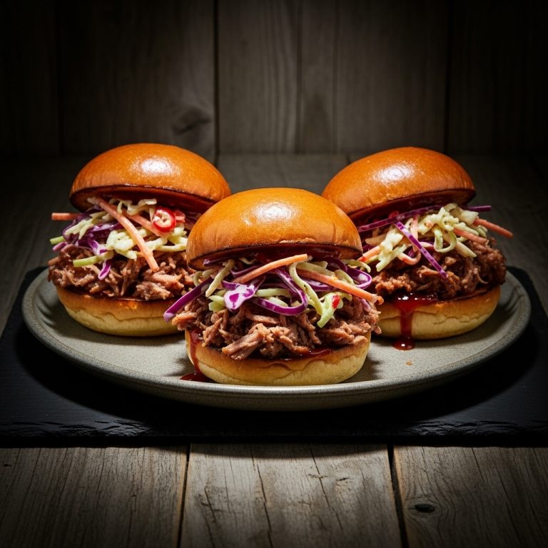 Smokehouse Pulled Pork Sliders with Spicy Coleslaw