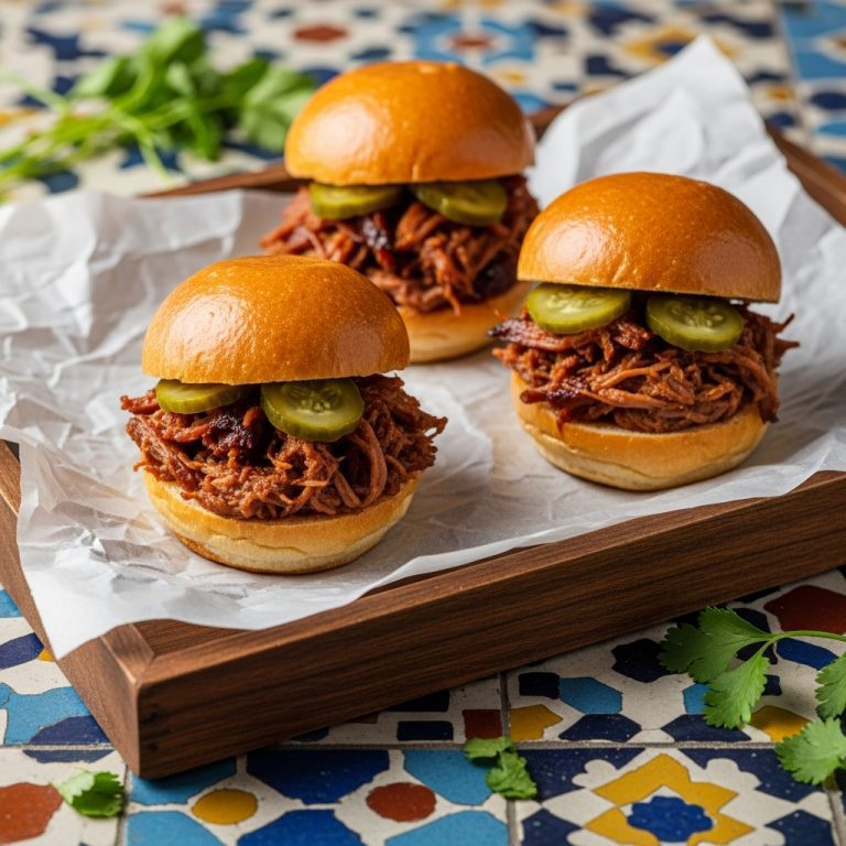 Smokehouse Pulled Pork Sliders with Spicy Pickles