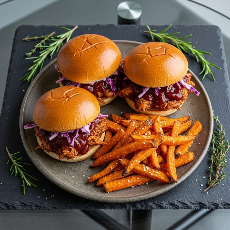 Smoky BBQ Chicken Sliders with Sweet Potato Fries
