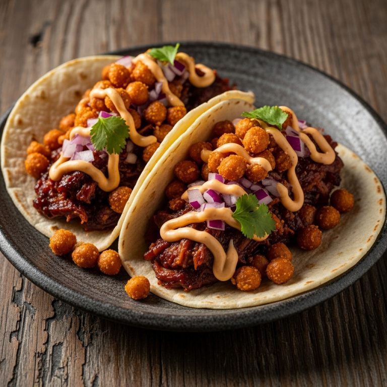 Smoky BBQ Street Tacos with Crispy Chickpea Crumble