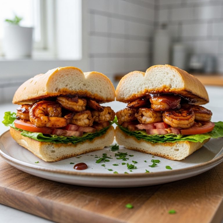 Smoky Bourbon BBQ Shrimp Po’Boys