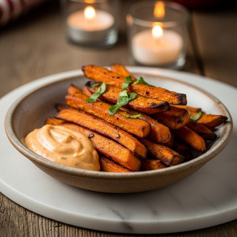 Smoky Bourbon Sweet Potato Fries with Spiced Aioli