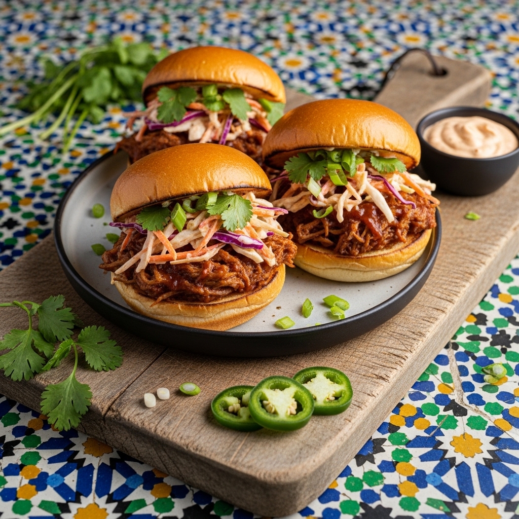 Smoky Carolina Pulled Pork Sliders with Spicy Slaw