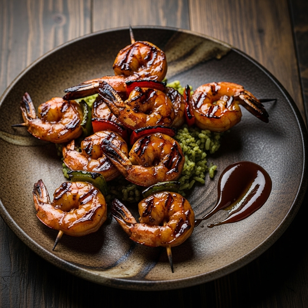 Smoky Chipotle Bourbon Shrimp Skewers