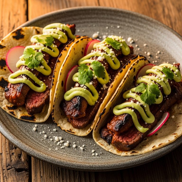 Smoky Chipotle Carne Asada Tacos with Avocado Crema