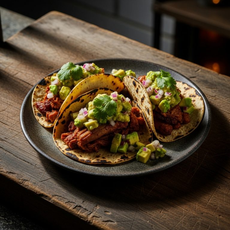 Smoky Chipotle Carnitas Tacos with Avocado Salsa