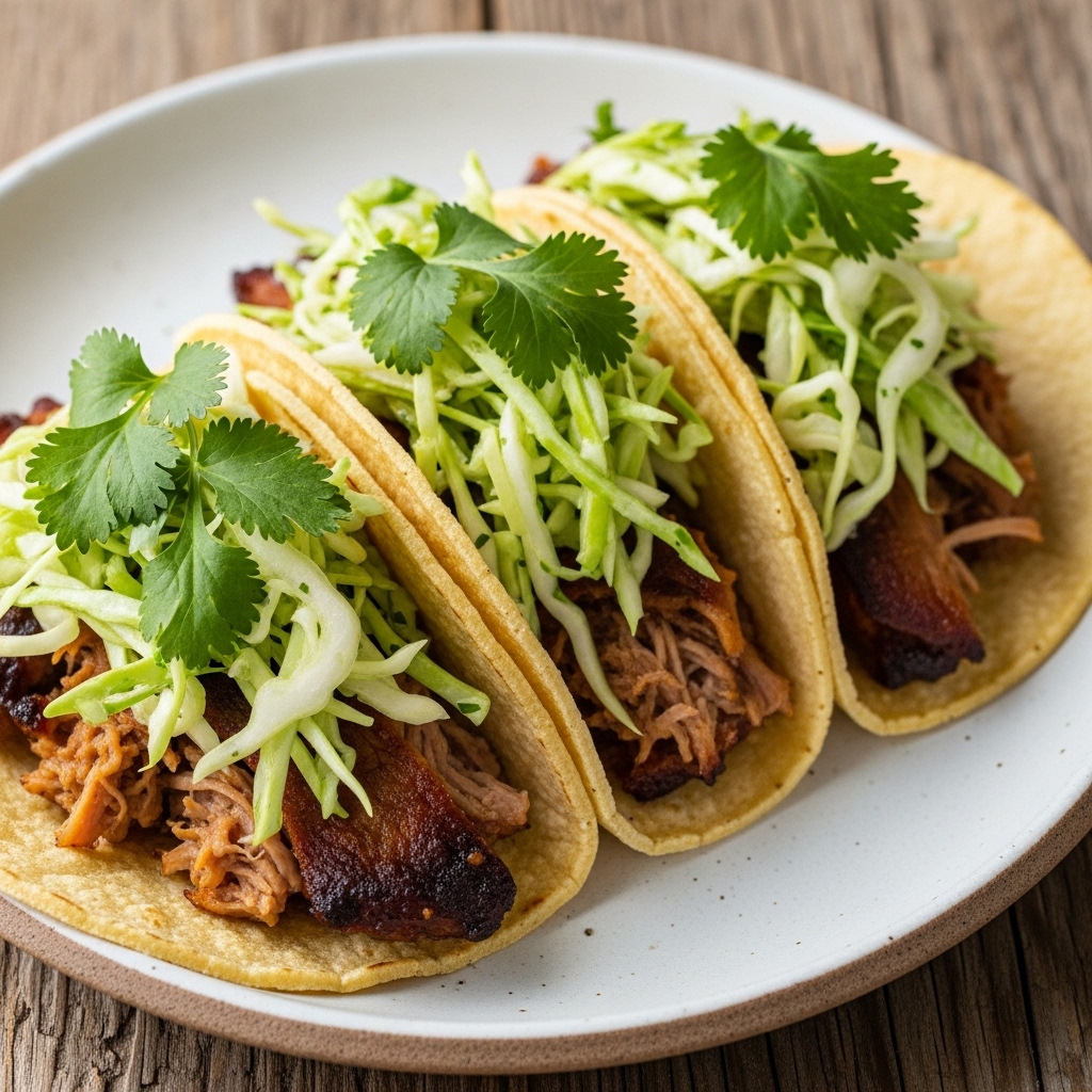 Smoky Chipotle Carnitas Tacos with Cilantro Lime Slaw