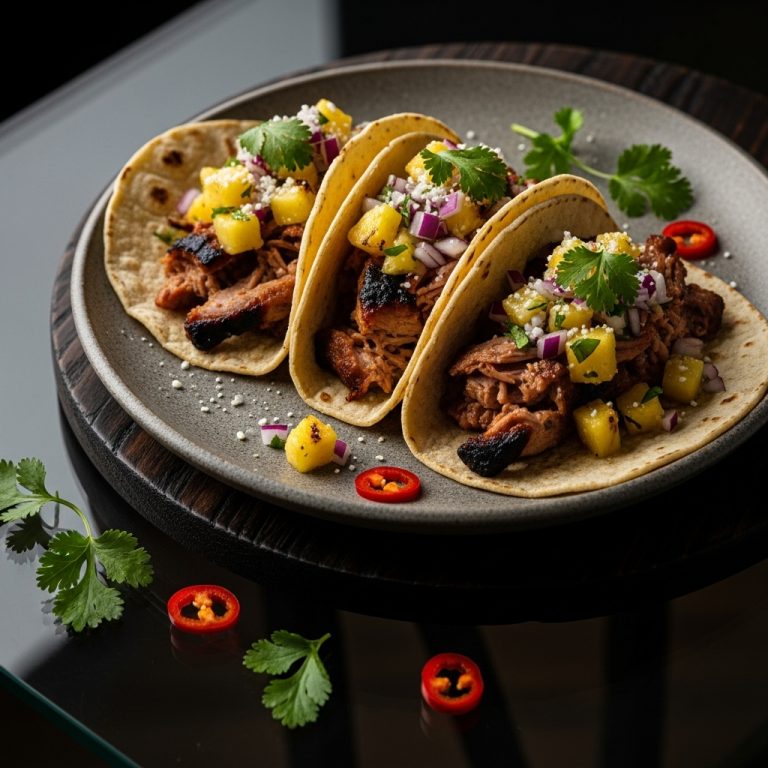 Smoky Chipotle Carnitas Tacos with Grilled Pineapple Salsa