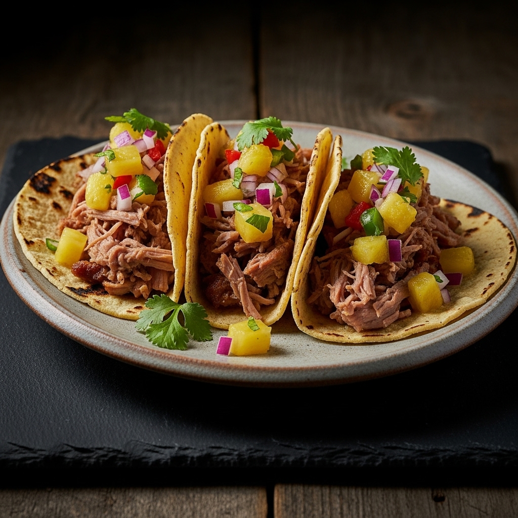 Smoky Chipotle Carnitas Tacos with Pineapple Salsa