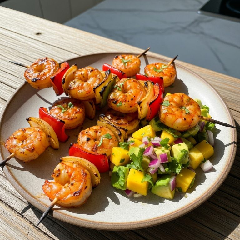 Smoky Chipotle-Lime Grilled Shrimp Skewers with Avocado Mango Salsa