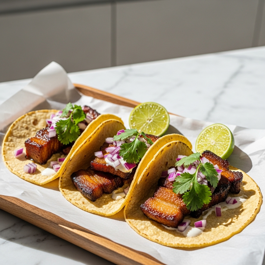 Smoky Chipotle Lime Pork Belly Tacos