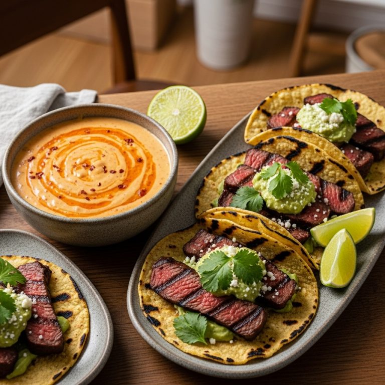 Smoky Chipotle Queso Dip & Grilled Steak Tacos