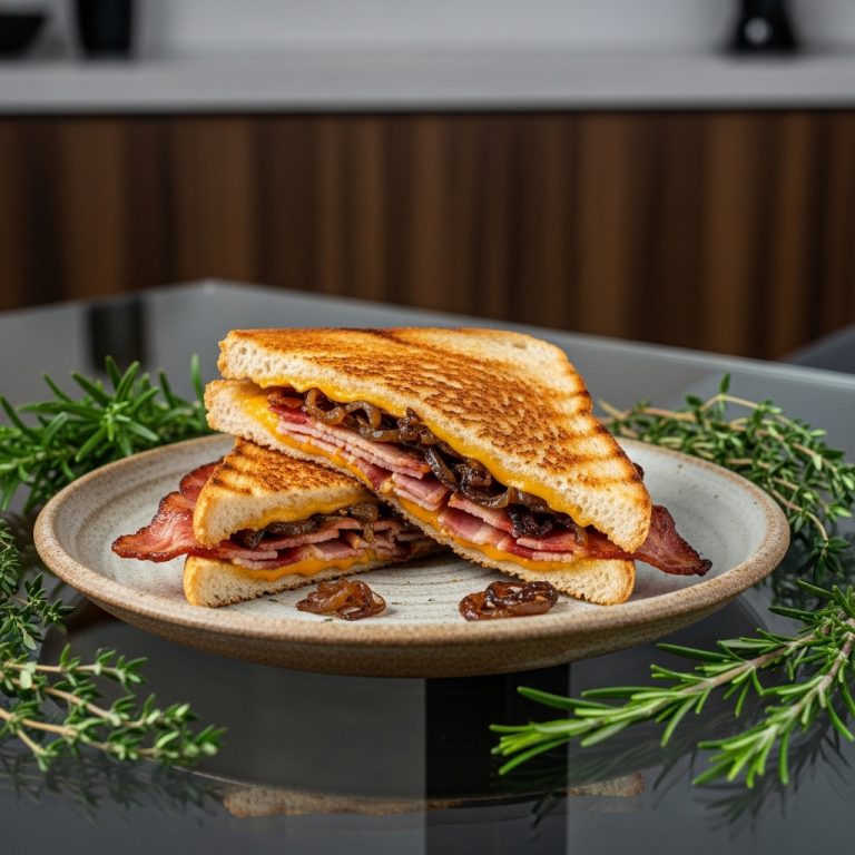 Smoky Grilled Cheese with Festival Bacon and Caramelized Onions
