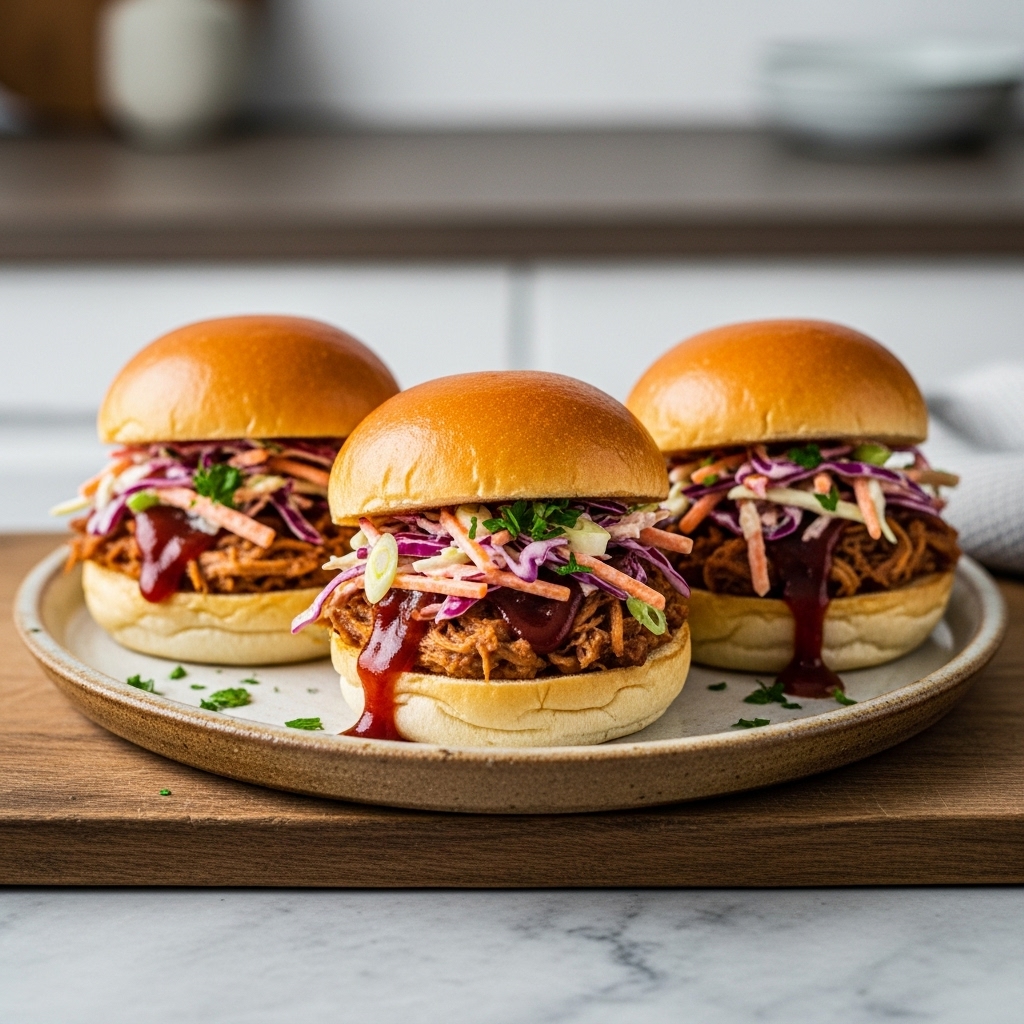Smoky Memphis BBQ Pulled Pork Sliders with Spicy Coleslaw
