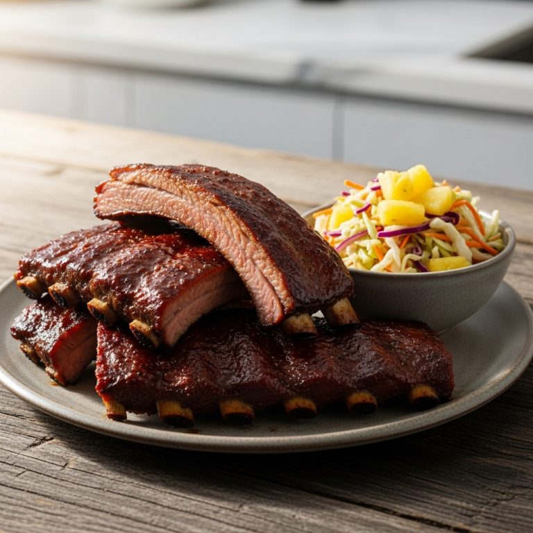 Smoky Memphis BBQ Ribs with Sweet Pineapple Coleslaw
