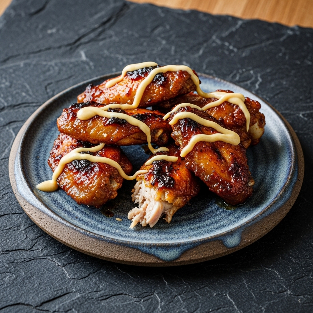 Smoky Southern BBQ Chicken Wings With Honey Mustard Drizzle