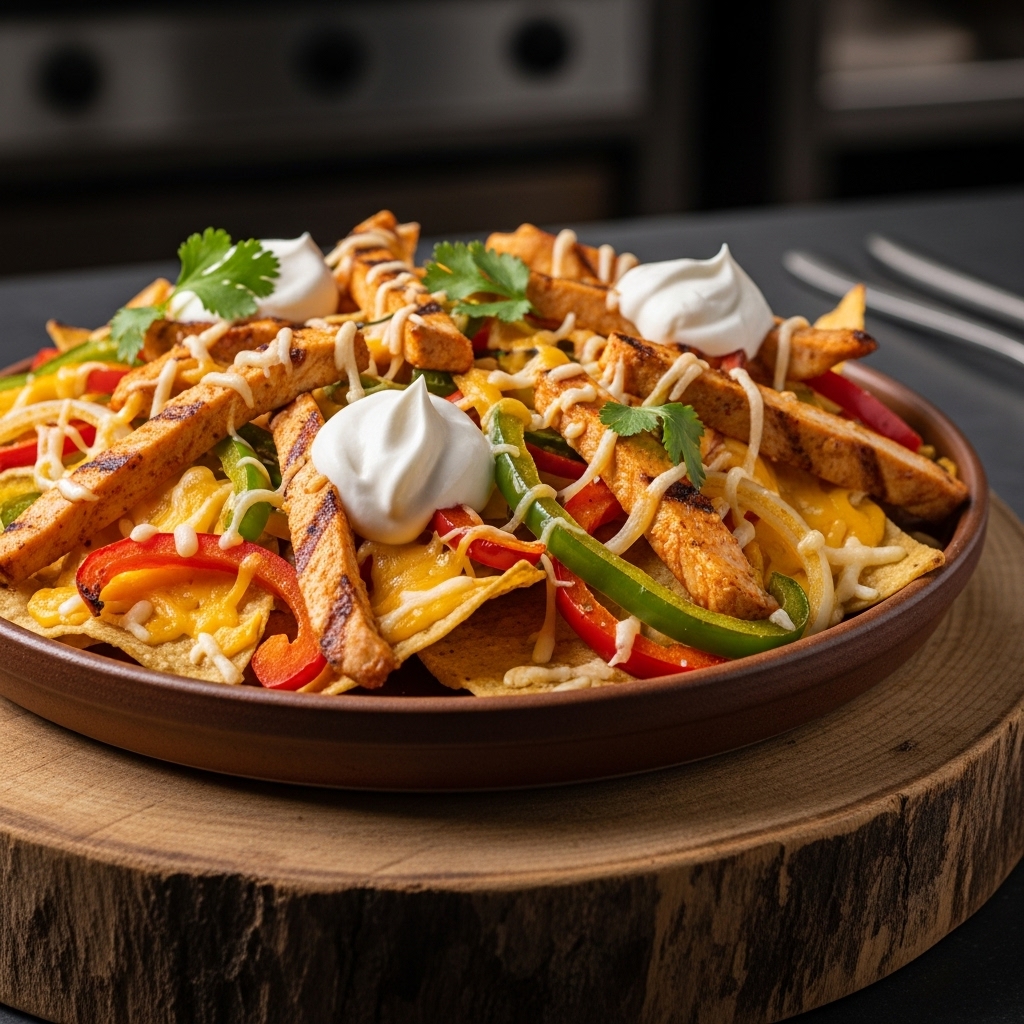 Smoky Southwest Chicken Fajita Nachos