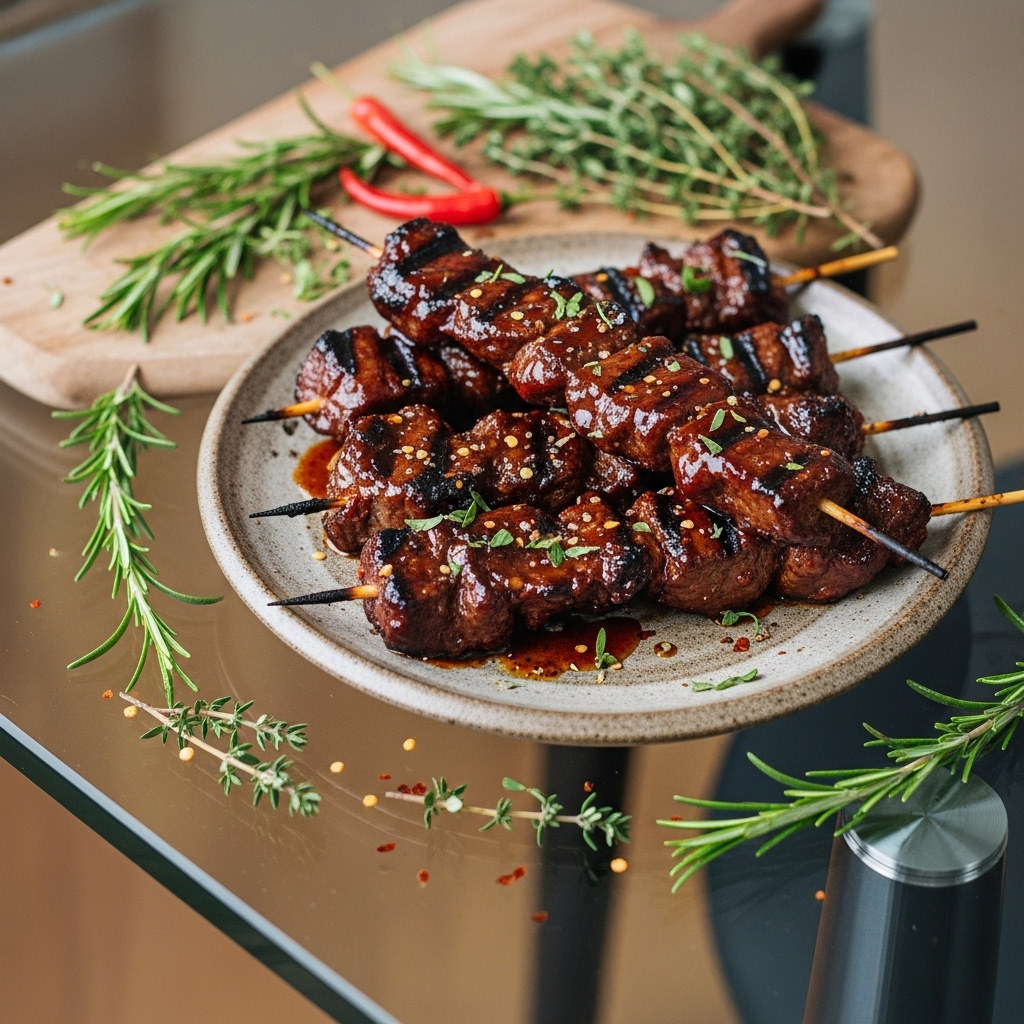Smoky Sticky BBQ Beef Skewers
