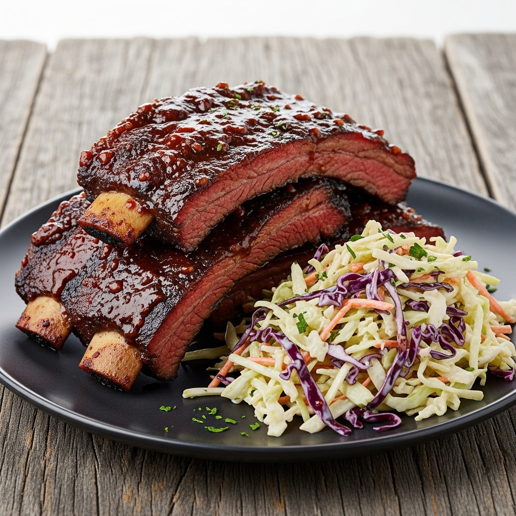 Smoky Street BBQ Beef Ribs with Creamy Coleslaw