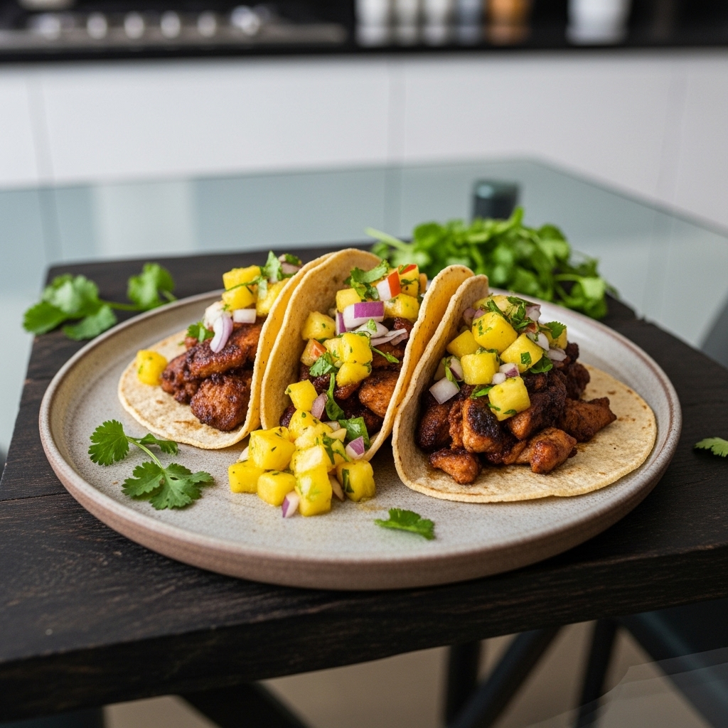 Smoky Street Tacos with Fire-Roasted Pineapple Salsa