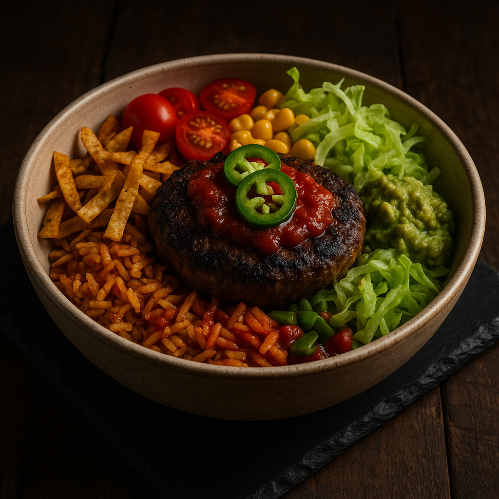 Smoky Tex-Mex Fiesta Burger Bowl