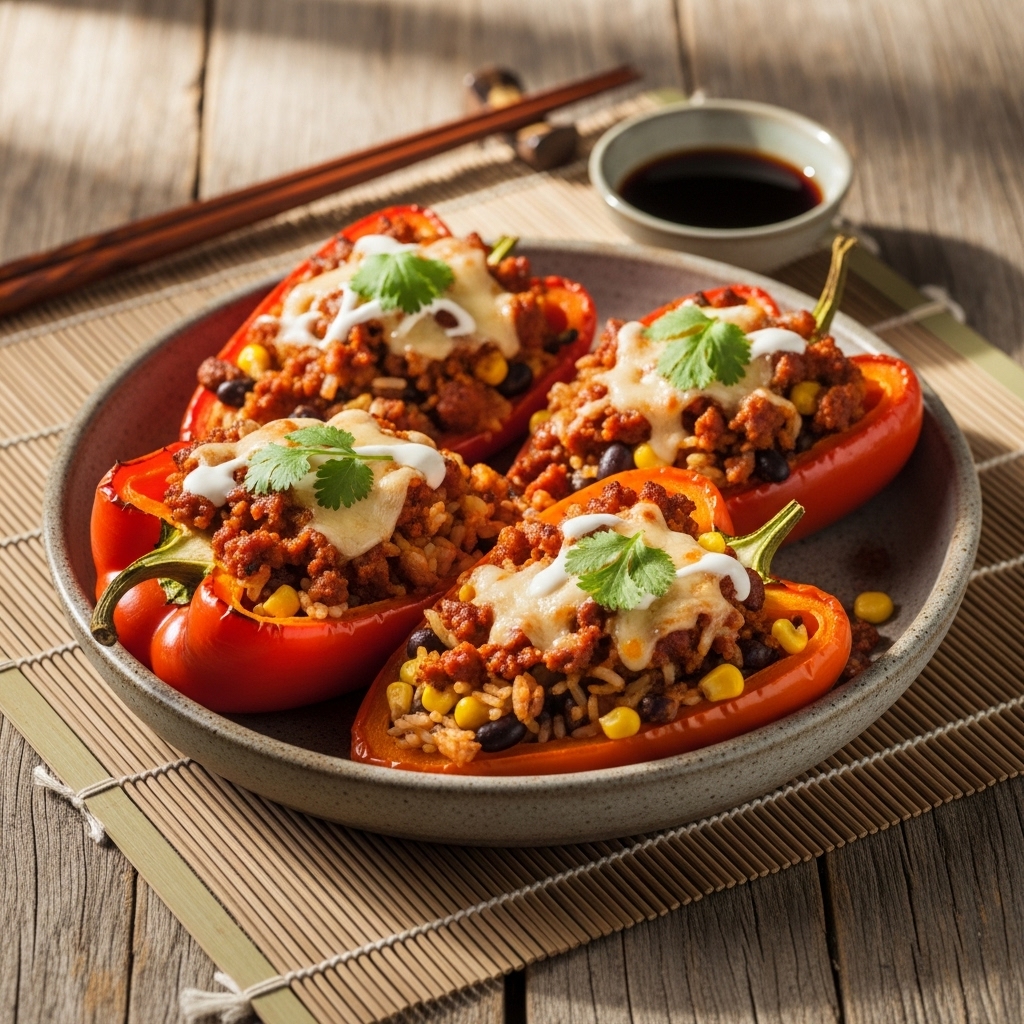 Smoky Tex-Mex Stuffed Peppers with Chorizo and Queso