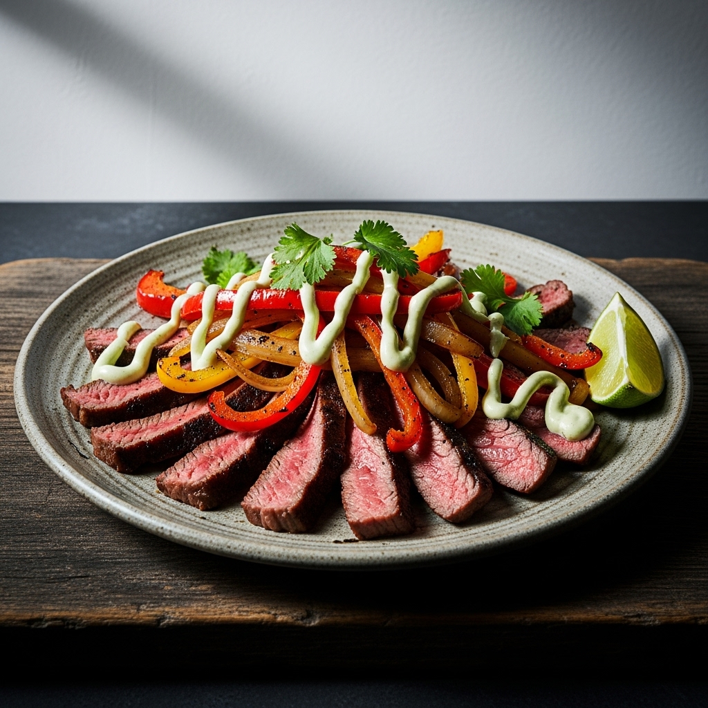 Smoky Tri-Tip Fajitas with Poblano Crema