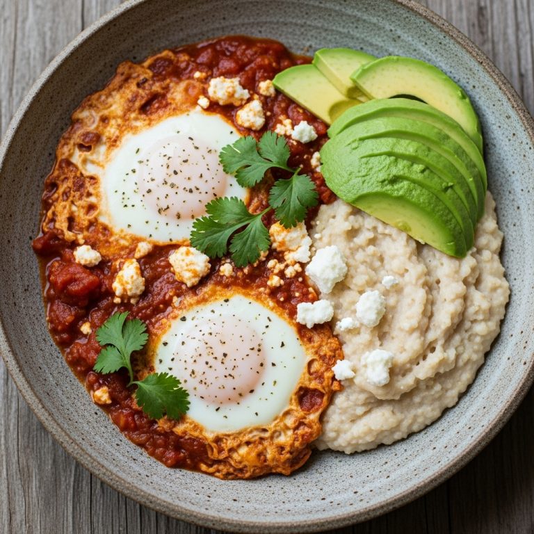 South African Brunch Delight: Shakshuka with Mieliepap and Avocado