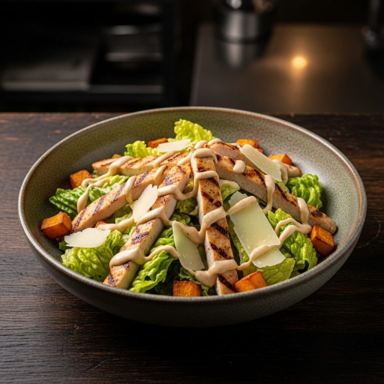 South African Lunch: Grilled Chicken Caesar Salad Bowl with Roasted Sweet Potato