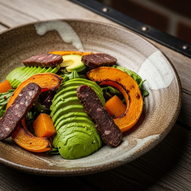 South African Lunch: Paleo Biltong, Avocado & Roasted Butternut Squash Salad