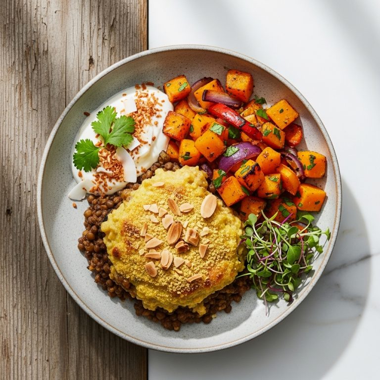 South African Vegan Bobotie Brunch Bowl with Butternut Squash Hash & Coconut Yogurt