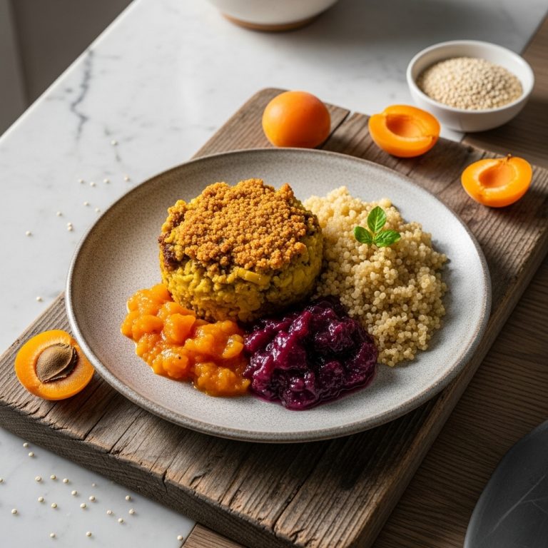 South African Vegetarian Feast: Butternut Squash Bobotie with Quinoa and Apricot Chutney