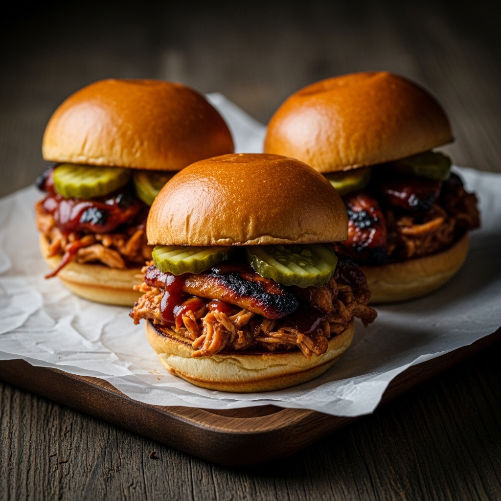 Southern Grill Snack: Smoky BBQ Chicken Sliders with Spicy Pickles