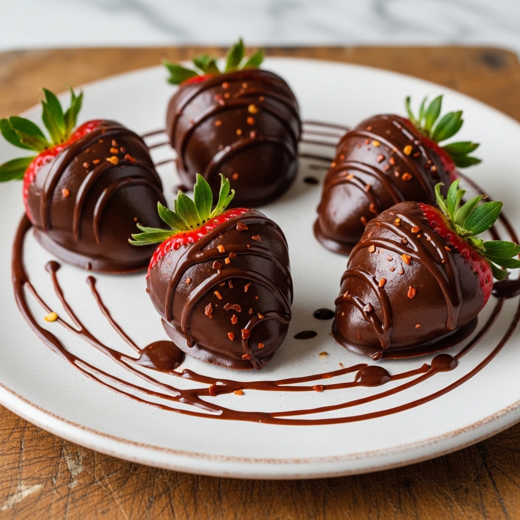 Spicy Chocolate-Dipped Strawberries in Chipotle-Chocolate Sauce